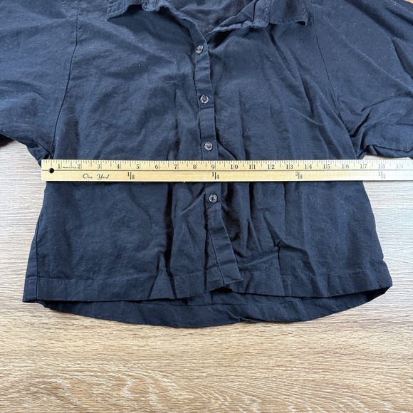 Banana Republic Linen Blend Button Front Top Women's M Black Cropped Minimalist - Picture 4 of 7